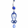 BodyCandy Dazzling Blue Gem Ribbon Dangle Belly Ring — main product shot