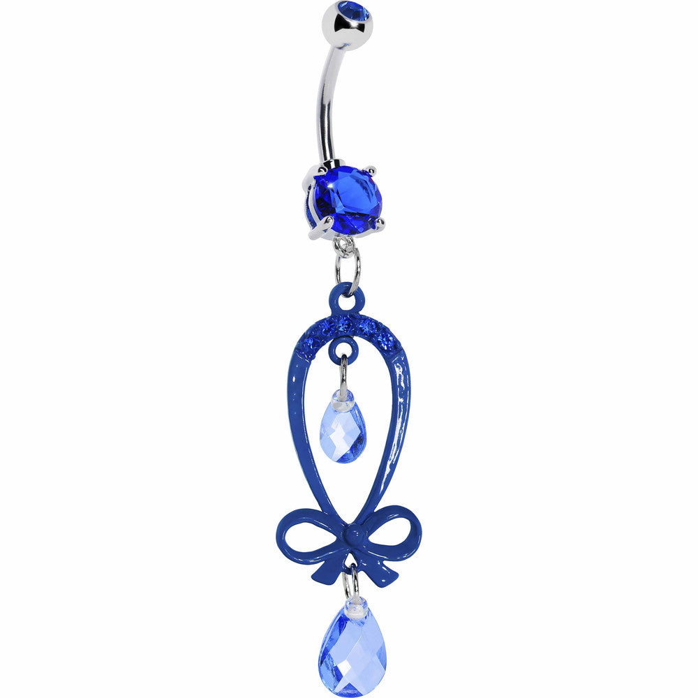 BodyCandy Dazzling Blue Gem Ribbon Dangle Belly Ring — main product shot