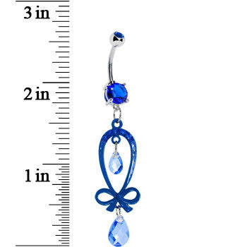 BodyCandy Dazzling Blue Gem Ribbon Dangle Belly Ring — detail close-up