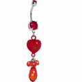 BodyCandy Red Gem Teardrop Heart Dangle Belly Ring — main product shot