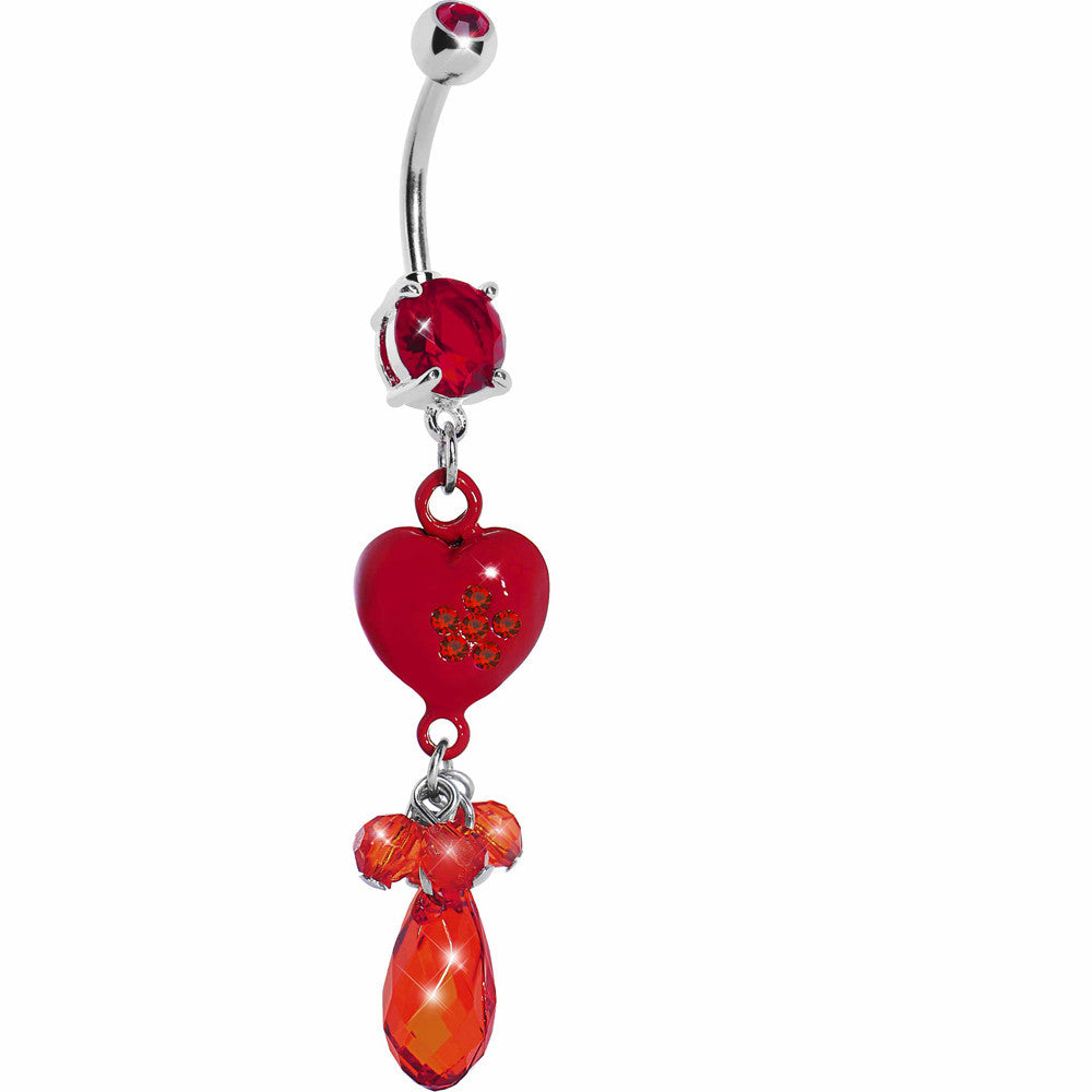 BodyCandy Red Gem Teardrop Heart Dangle Belly Ring — main product shot