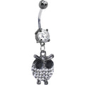 BodyCandy Clear Gem Paved Owl Dangle Belly Ring — main product shot
