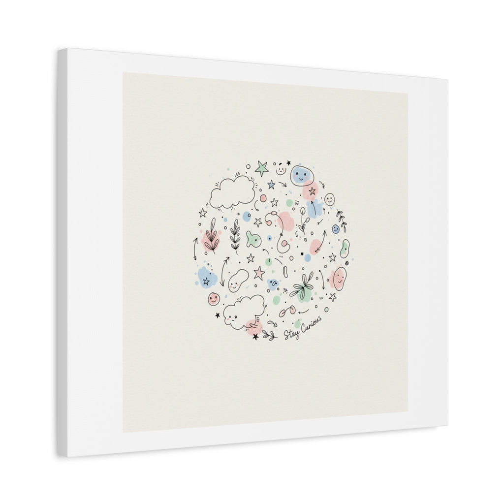 Doodle Circle Line Drawing Matte Canvas, Hand-Drawn Sketch Art