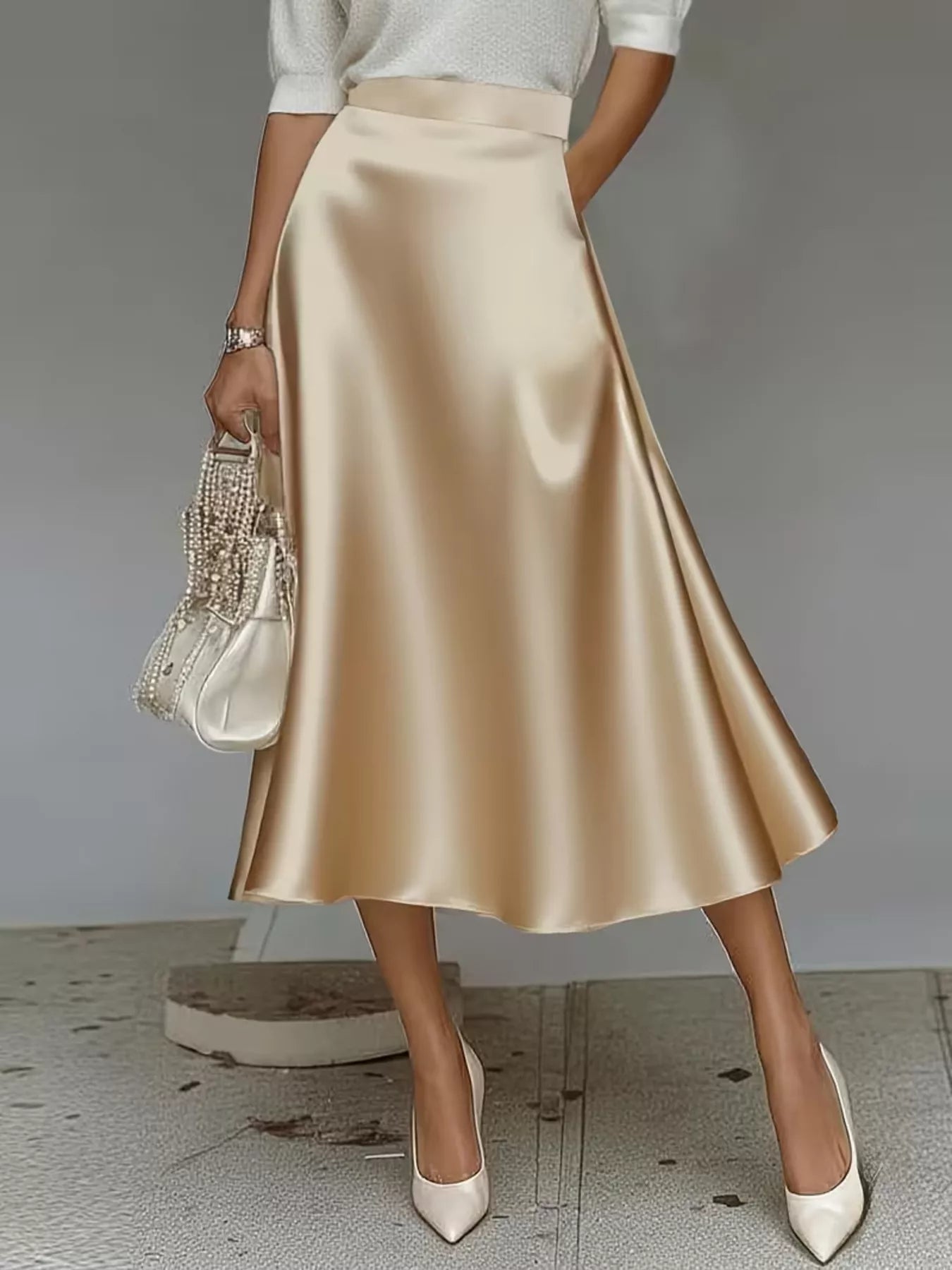 Satin Midi Skirt
