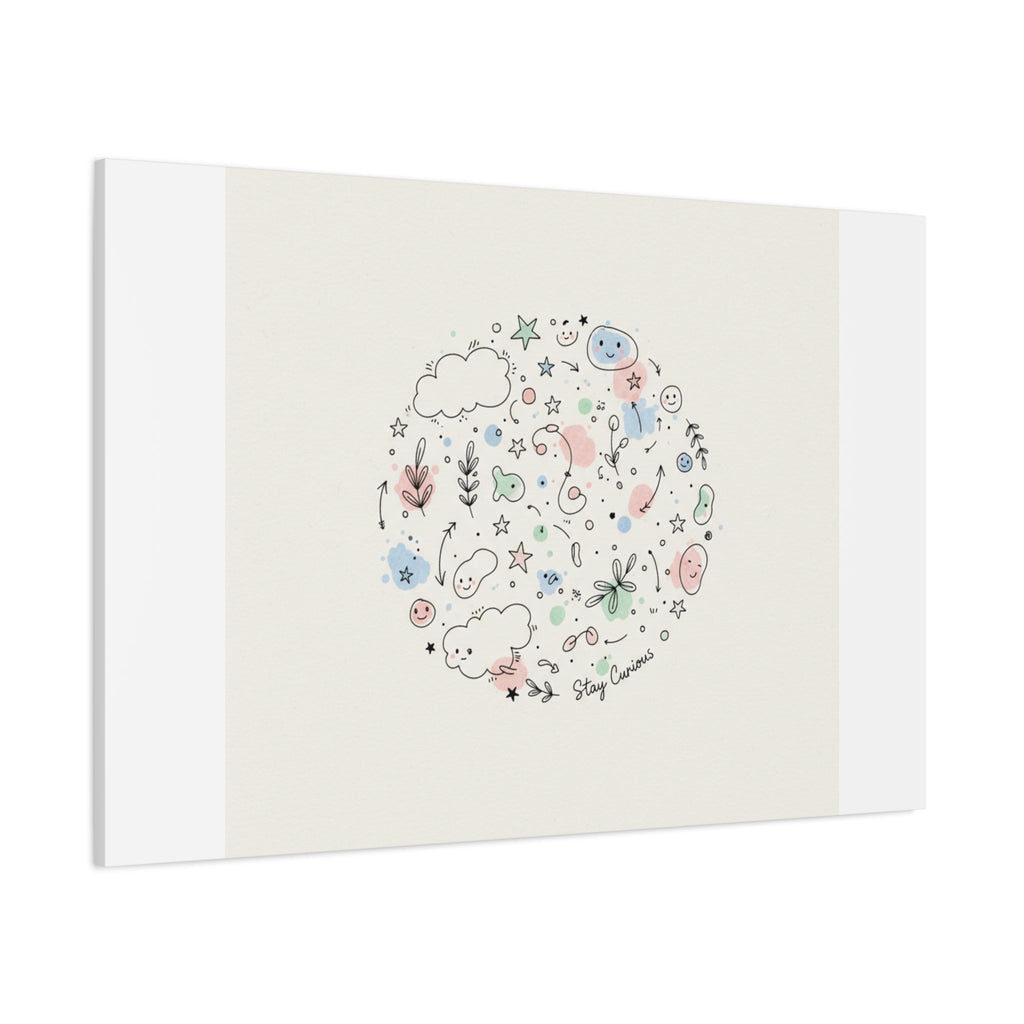 Doodle Circle Line Drawing Matte Canvas, Hand-Drawn Sketch Art