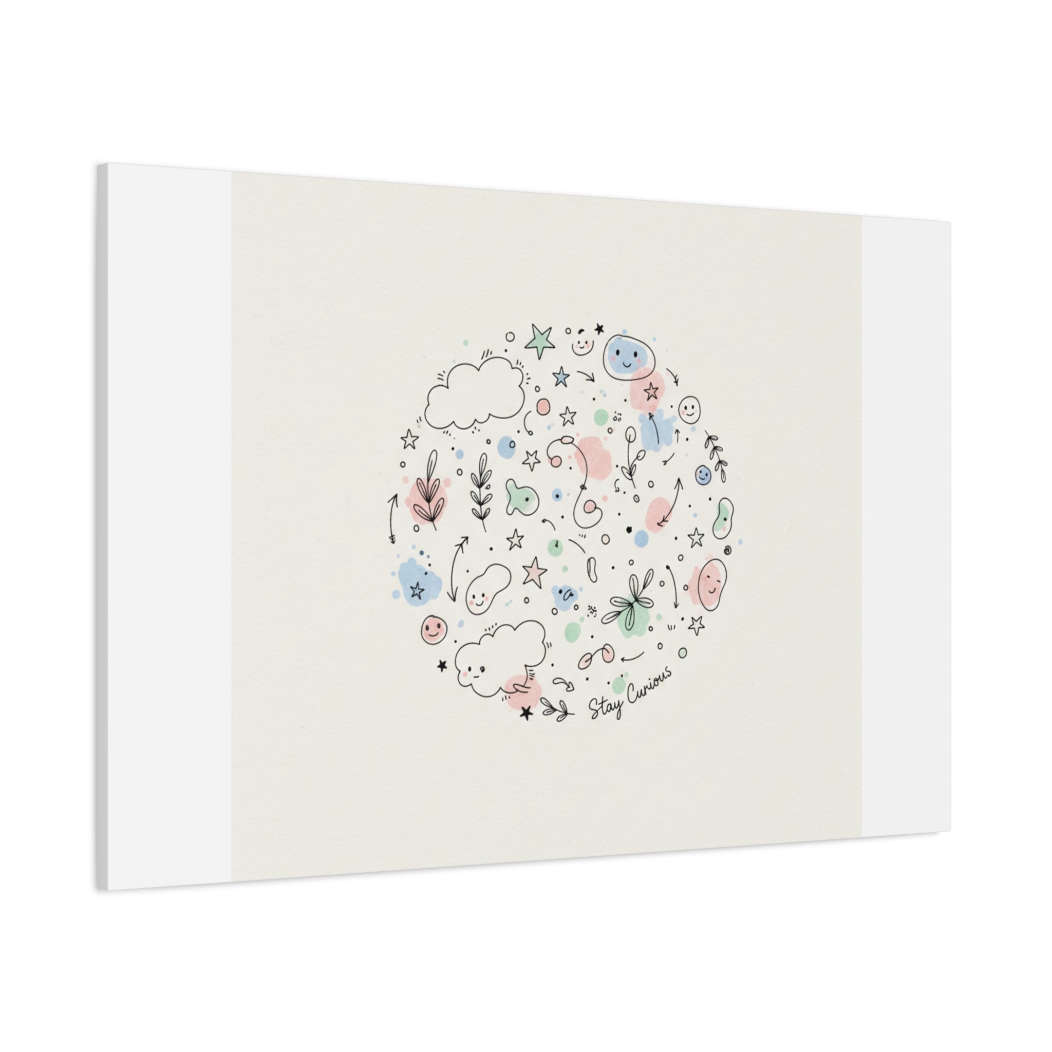 Doodle Circle Line Drawing Matte Canvas, Hand-Drawn Sketch Art