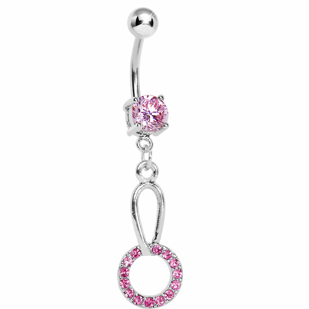 BodyCandy Pink Gem Paved Circular Loop Belly Ring — main product shot