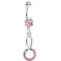 BodyCandy Pink Gem Paved Circular Loop Belly Ring — main product shot