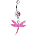BodyCandy Pink Gem Enamel Dragonfly Belly Ring — main product shot