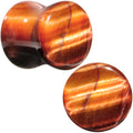 BodyCandy 7/16 Red Tiger Eye Natural Stone Plug Set — main product shot