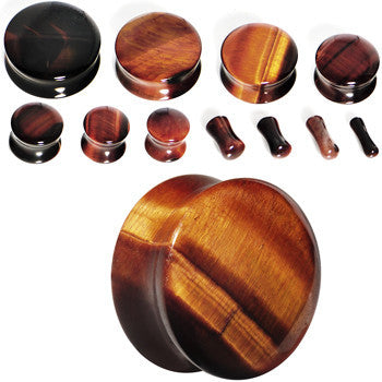BodyCandy 7/8 Red Tiger Eye Natural Stone Plug — side view