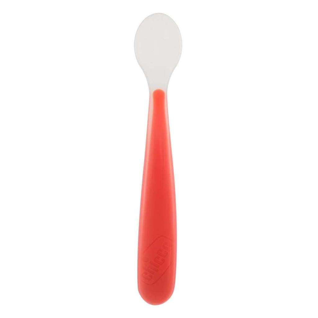 Chicco Baby Spoon - Soft Silicone Weaning Spoon for Babies 6 Months+, BPA-Free, Ergonomic Design