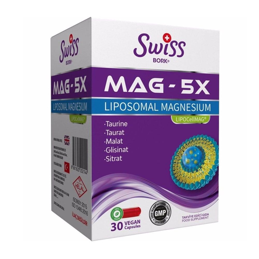 Swiss Bork Mag-5X Liposomal Magnesium Capsules - 30 Count | Magnesium