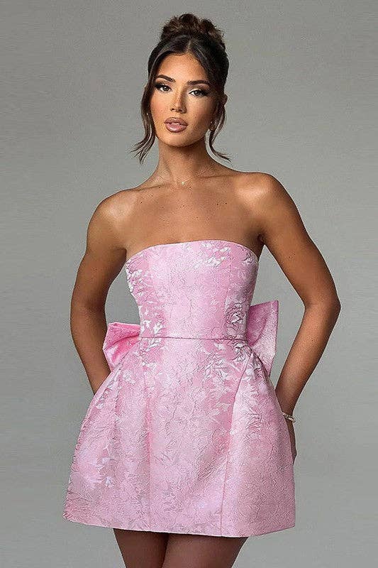 Pretty Little Patriot Pretty Little Patriot Sexy Marilyn Pink Strapless Bow Dress — Pink detail