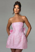 Pretty Little Patriot Pretty Little Patriot Sexy Marilyn Pink Strapless Bow Dress — Pink detail