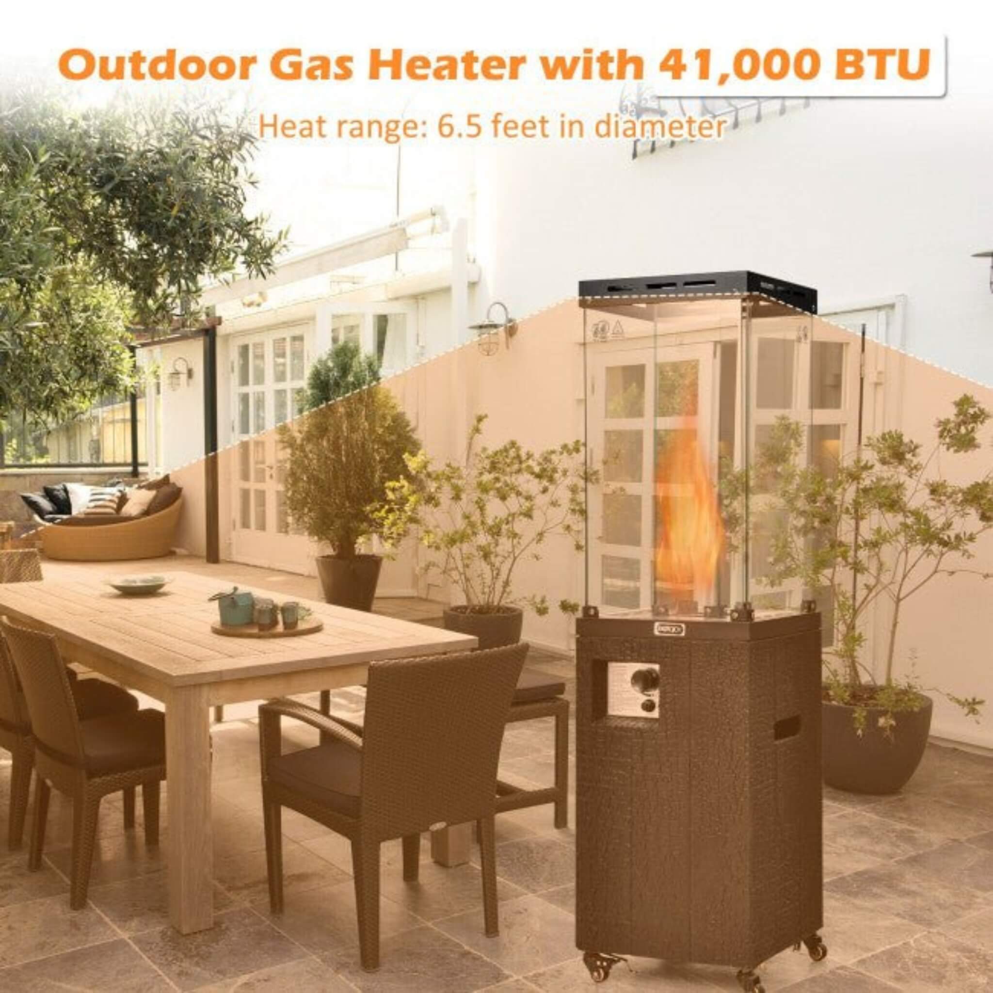 41K BTU Outdoor Propane Gas Patio Heater W/ Lockable Wheels (SAK98052) – SAKSBY WHOLESALE, view 4