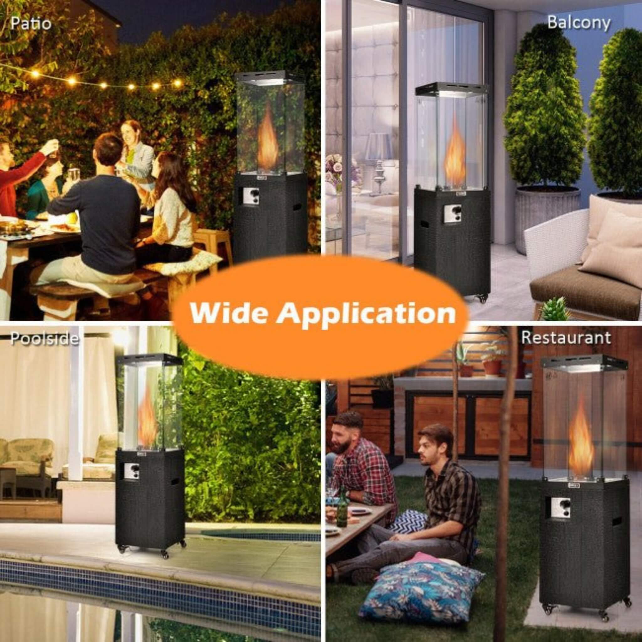41K BTU Outdoor Propane Gas Patio Heater W/ Lockable Wheels (SAK98052) – SAKSBY WHOLESALE, view 8