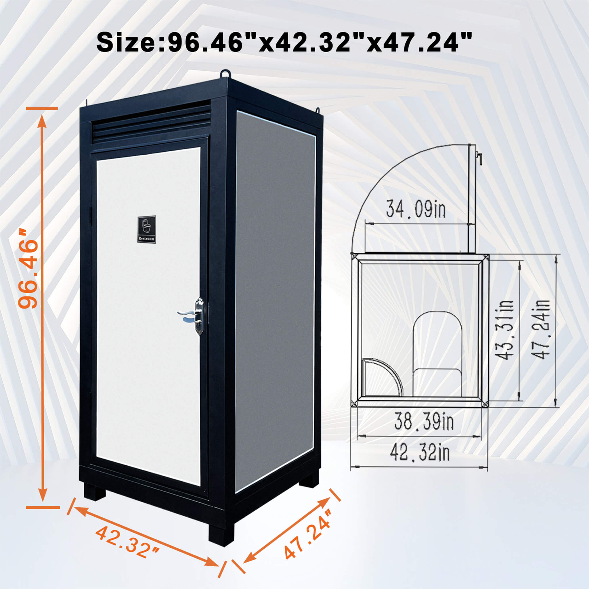 42-Inch One-Person Portable Outdoor Toilet Cabin With Light, Sink And Vent Fan (SAK45672) – SAKSBY WHOLESALE, view 11