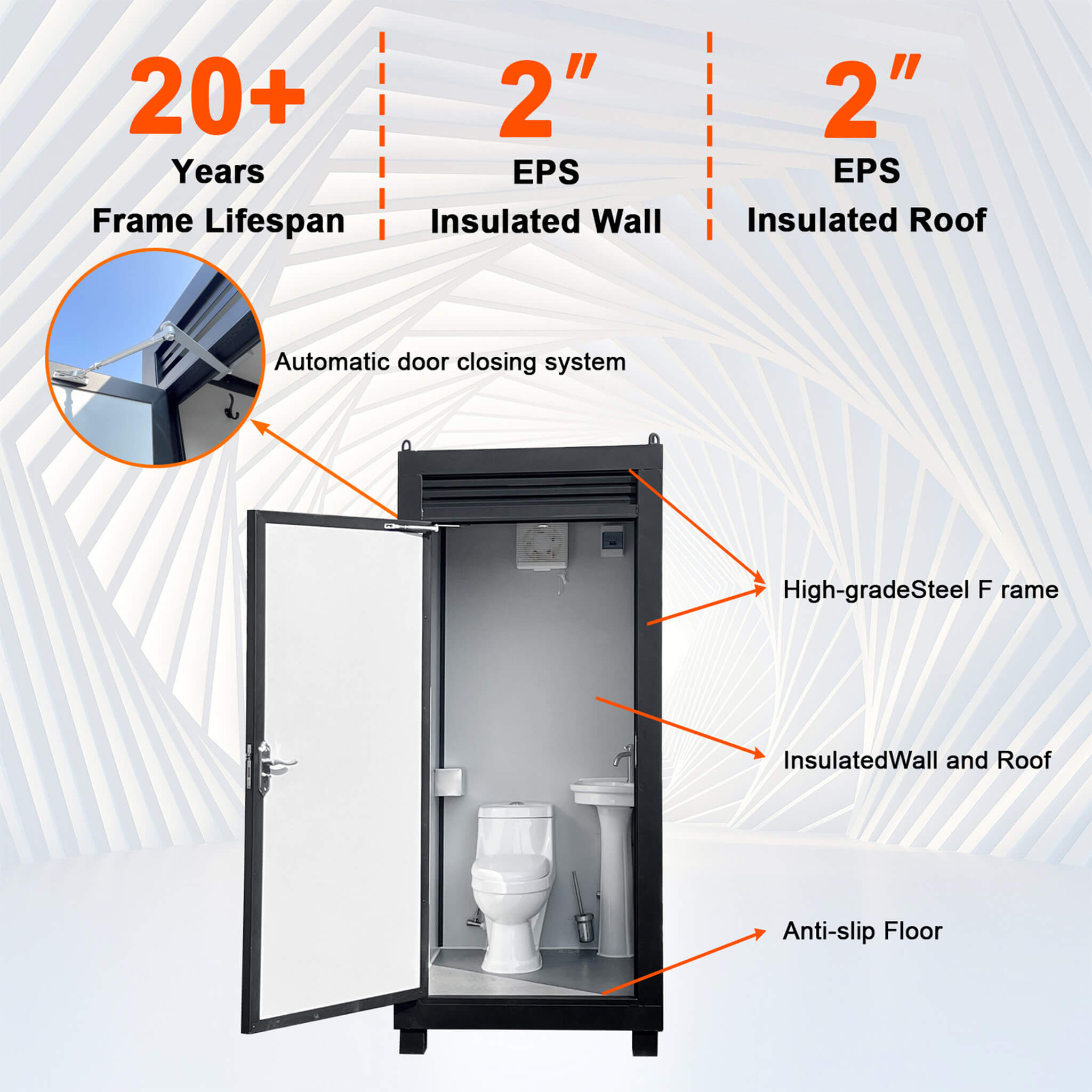 42-Inch One-Person Portable Outdoor Toilet Cabin With Light, Sink And Vent Fan (SAK45672) – SAKSBY WHOLESALE, view 6