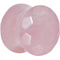 BodyCandy 9/16 Rose Quartz Semi Precious Stone Faceted Double Flare Plug — main product shot
