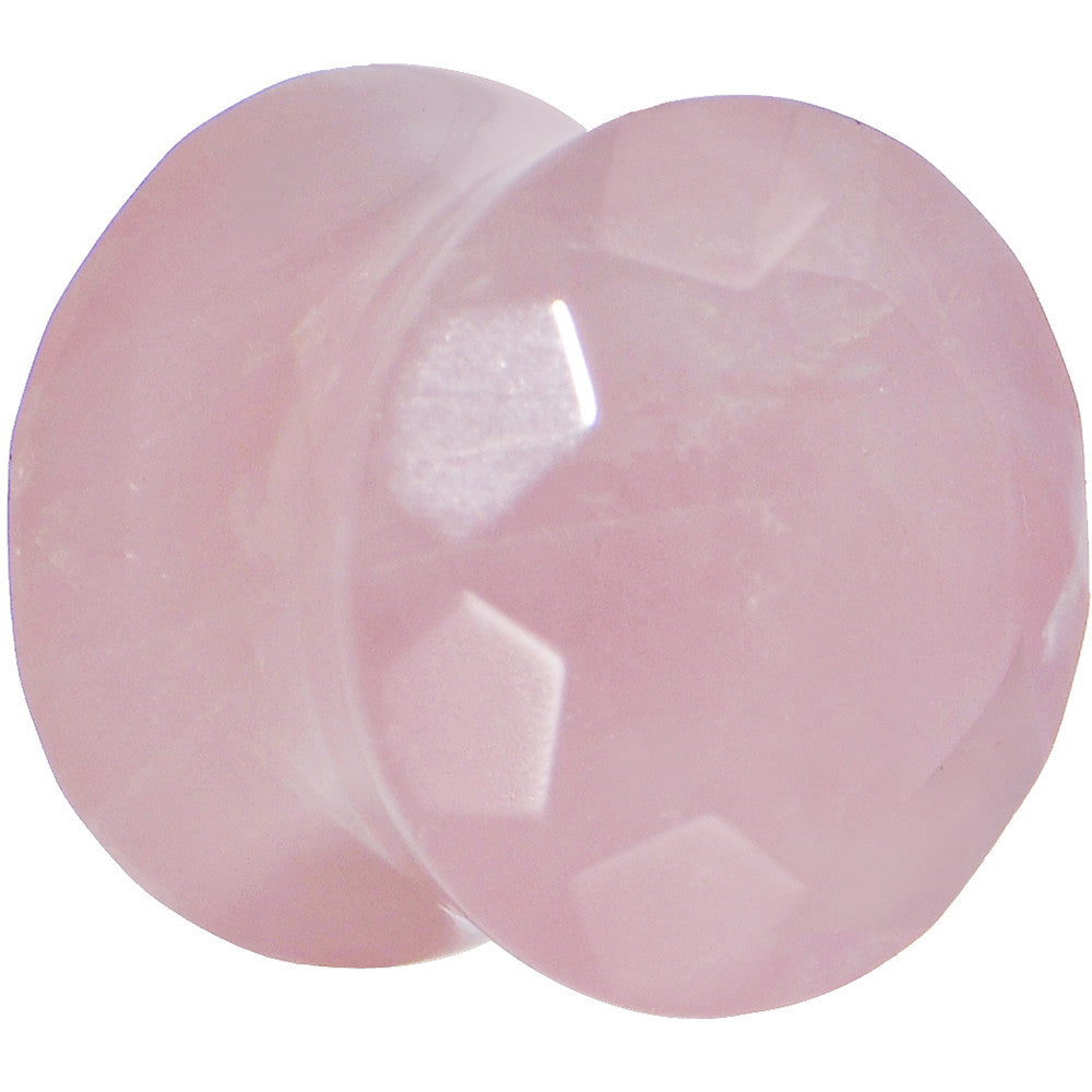 BodyCandy 9/16 Rose Quartz Semi Precious Stone Faceted Double Flare Plug — main product shot