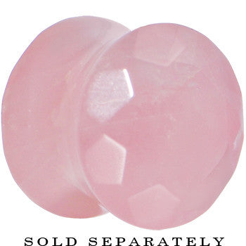 BodyCandy 9/16 Rose Quartz Semi Precious Stone Faceted Double Flare Plug — detail close-up