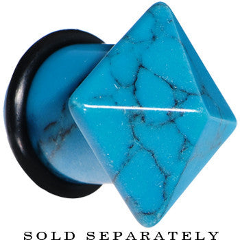 BodyCandy 9/16 Turquoise Semi Precious Stone Pyramid Top Plug — detail close-up