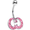 BodyCandy Pink Gem Paved Crescent Ribbon Curls Belly Ring — main product shot