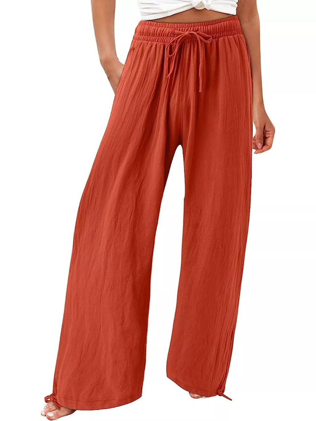Full Size Wide Leg Pants with Drawstring Waist Plus Size
