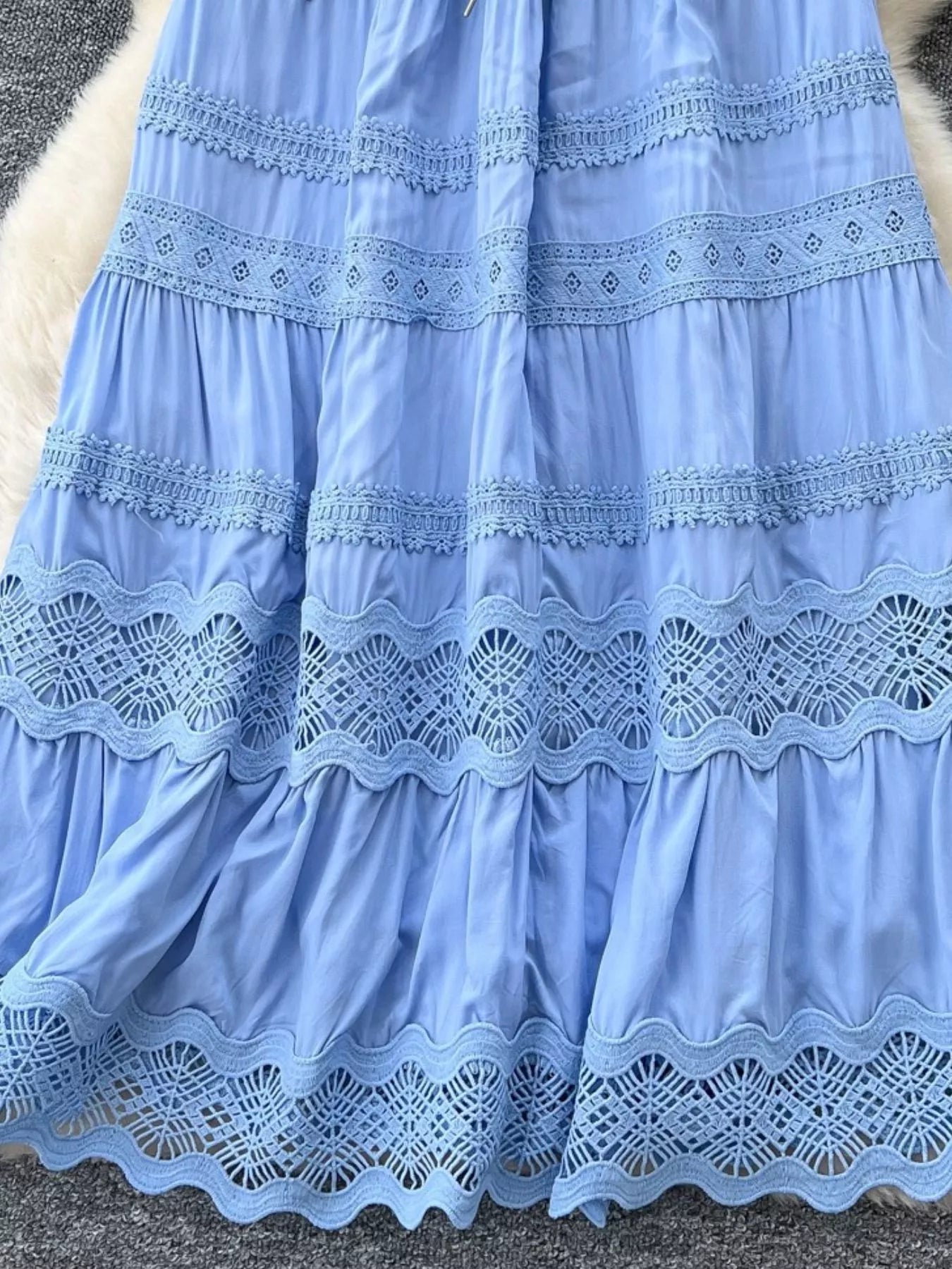 Drawstring Lace Tiered Skirt