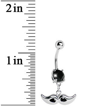 BodyCandy Black Gem Mustache Belly Ring — detail close-up