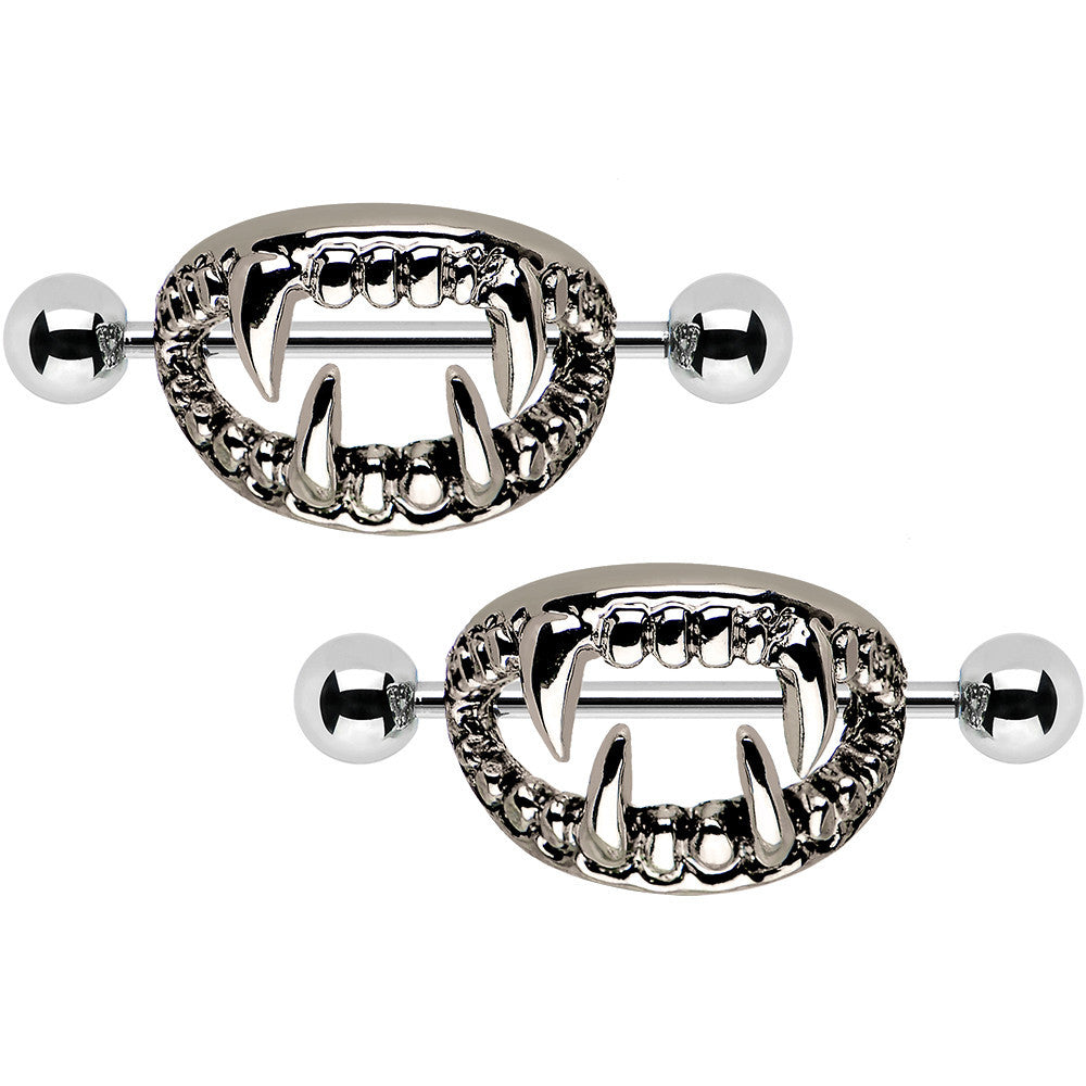 BodyCandy Scary Halloween Fangs Nipple Shield Set 14G 18mm — main product shot