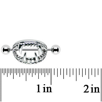 BodyCandy Scary Halloween Fangs Nipple Shield Set 14G 18mm — side view