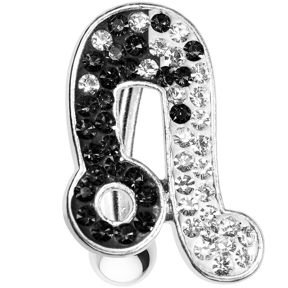 BodyCandy Top Mount Black White Crystal Ice Music Note Belly Ring — main product shot
