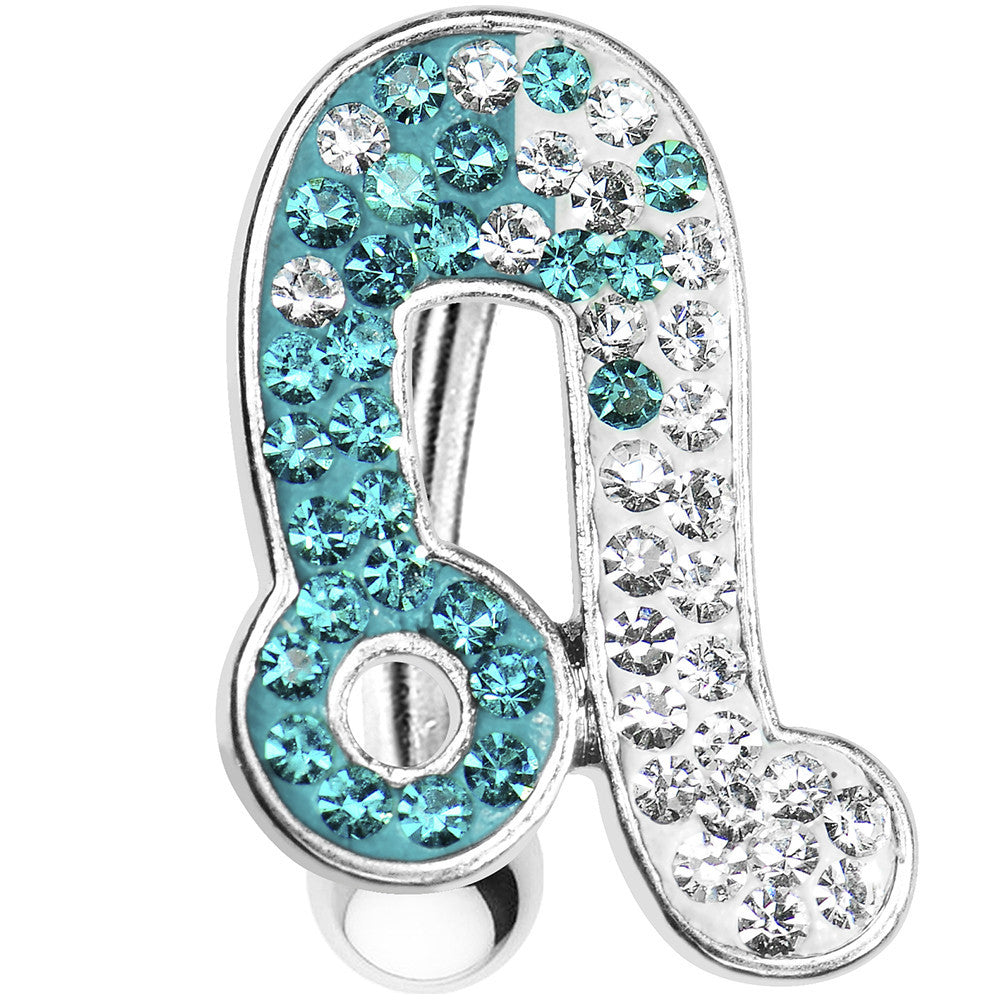 BodyCandy Top Mount Aqua White Crystal Ice Music Note Belly Ring — main product shot