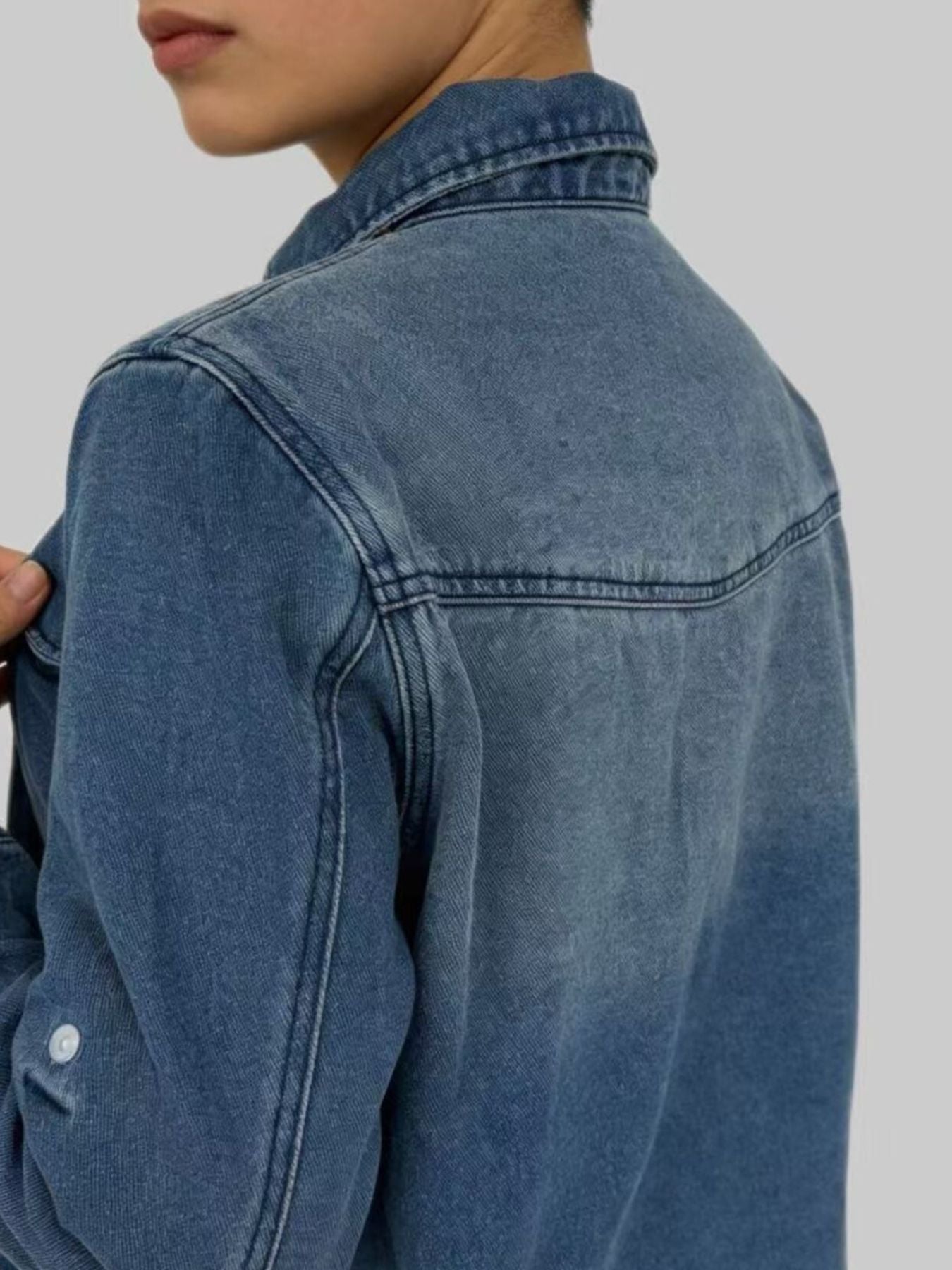 Button Down Classic Western Style Denim Top
