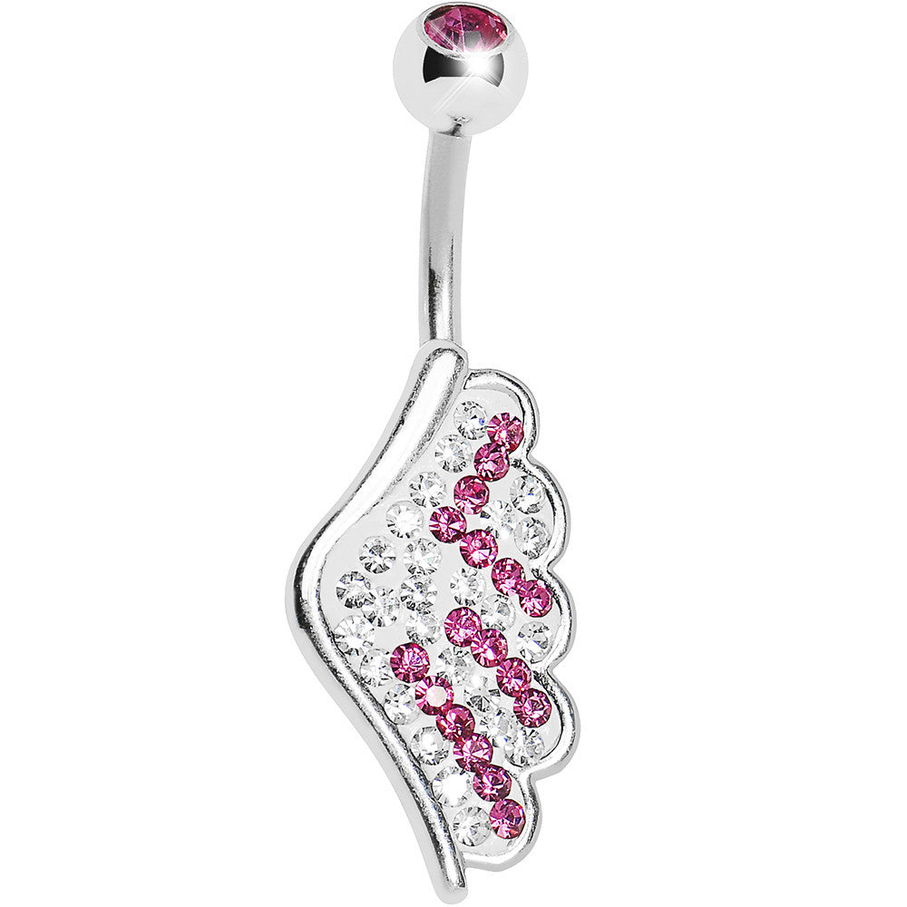 BodyCandy Pink Gem Outstretched Angel Wing Belly Ring — main product shot