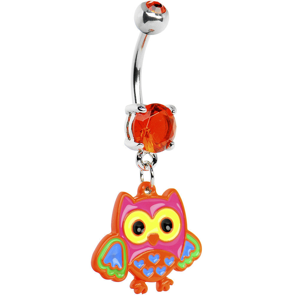 BodyCandy Double Gem Colorful Owl Belly Ring — main product shot