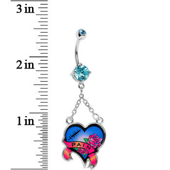 BodyCandy Aqua Gem Heart Breaker Belly Ring — detail close-up