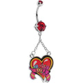 BodyCandy Ruby Red Double Gem Love Heart Belly Ring — main product shot