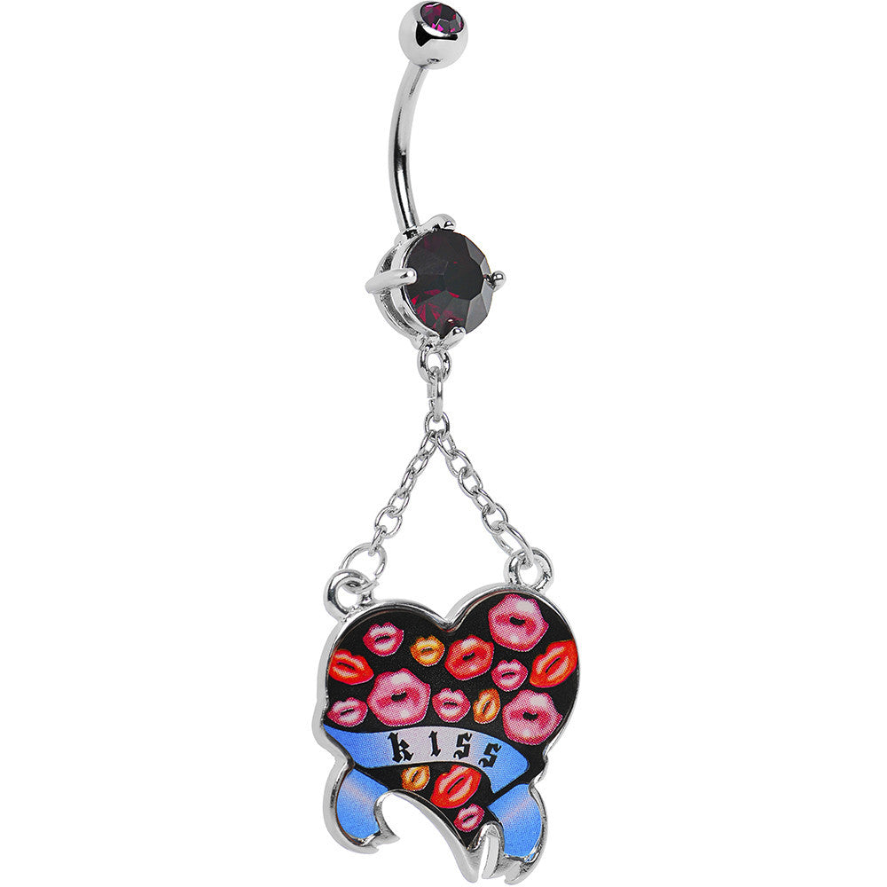 BodyCandy Double Gem Smooch Kisses Heart Belly Ring — main product shot