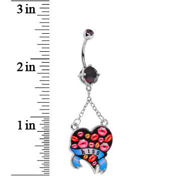 BodyCandy Double Gem Smooch Kisses Heart Belly Ring — detail close-up
