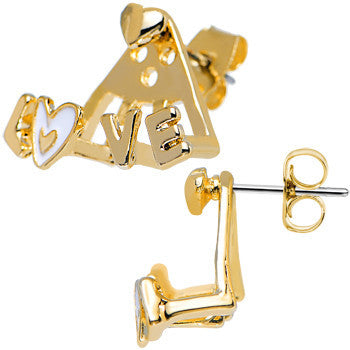 BodyCandy Gold Tone Love Earlobe Cuff Stud Earring — detail close-up