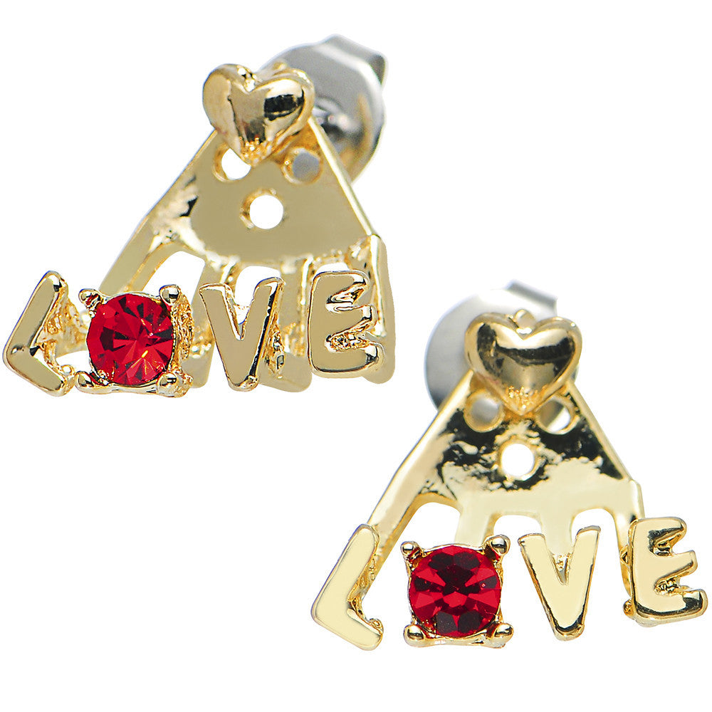 BodyCandy Gold Tone Red Gem Love Earlobe Cuff Stud Earring — main product shot