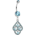 BodyCandy Aqua Gem Faux Pearl Swirl Dangle Belly Ring — main product shot