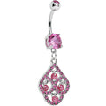 BodyCandy Pink Gem Faux Pearl Swirl Dangle Belly Ring — main product shot