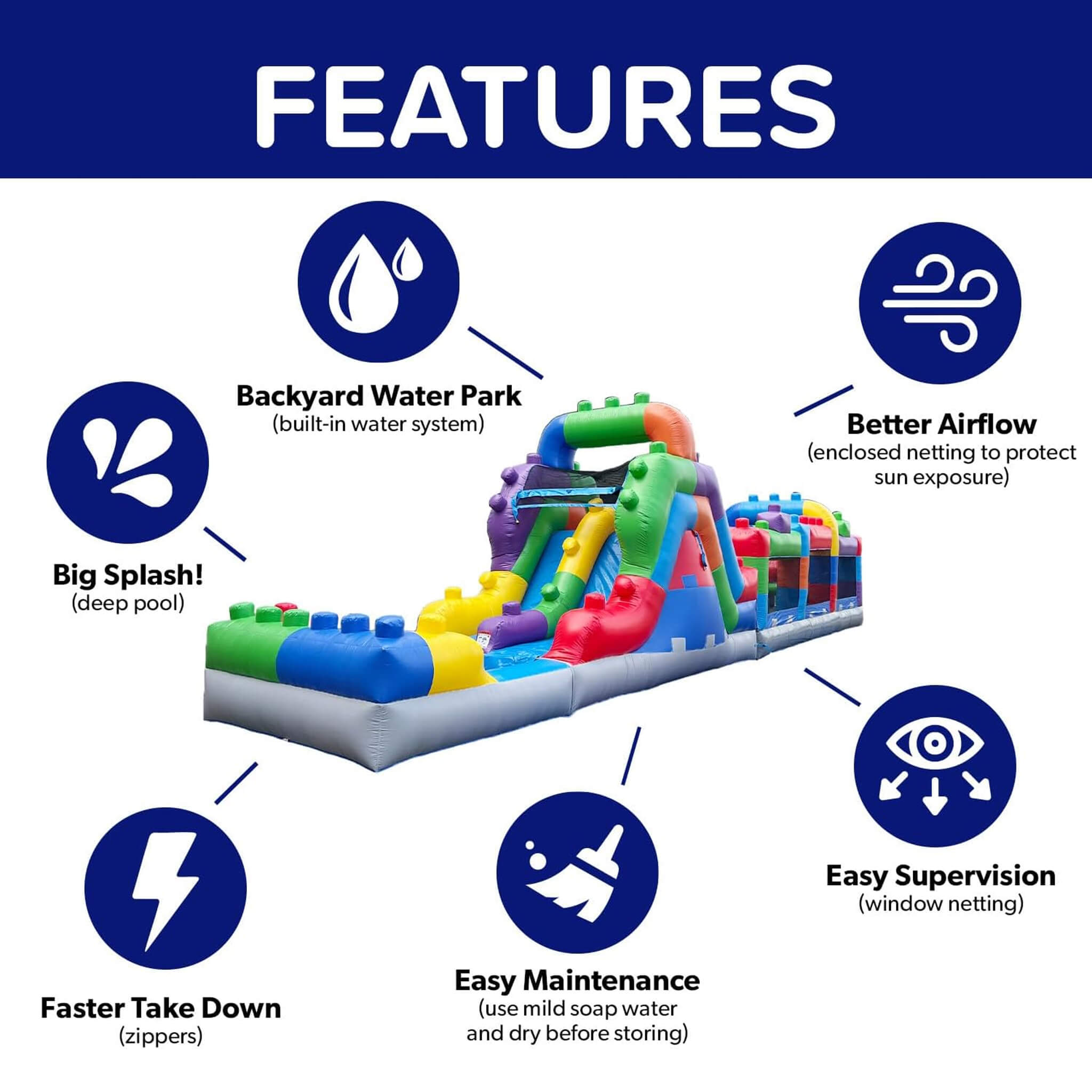 42FT Commercial Inflatable Obstacle Course With Dual Water Slide (SAK31587) – SAKSBY WHOLESALE, view 4