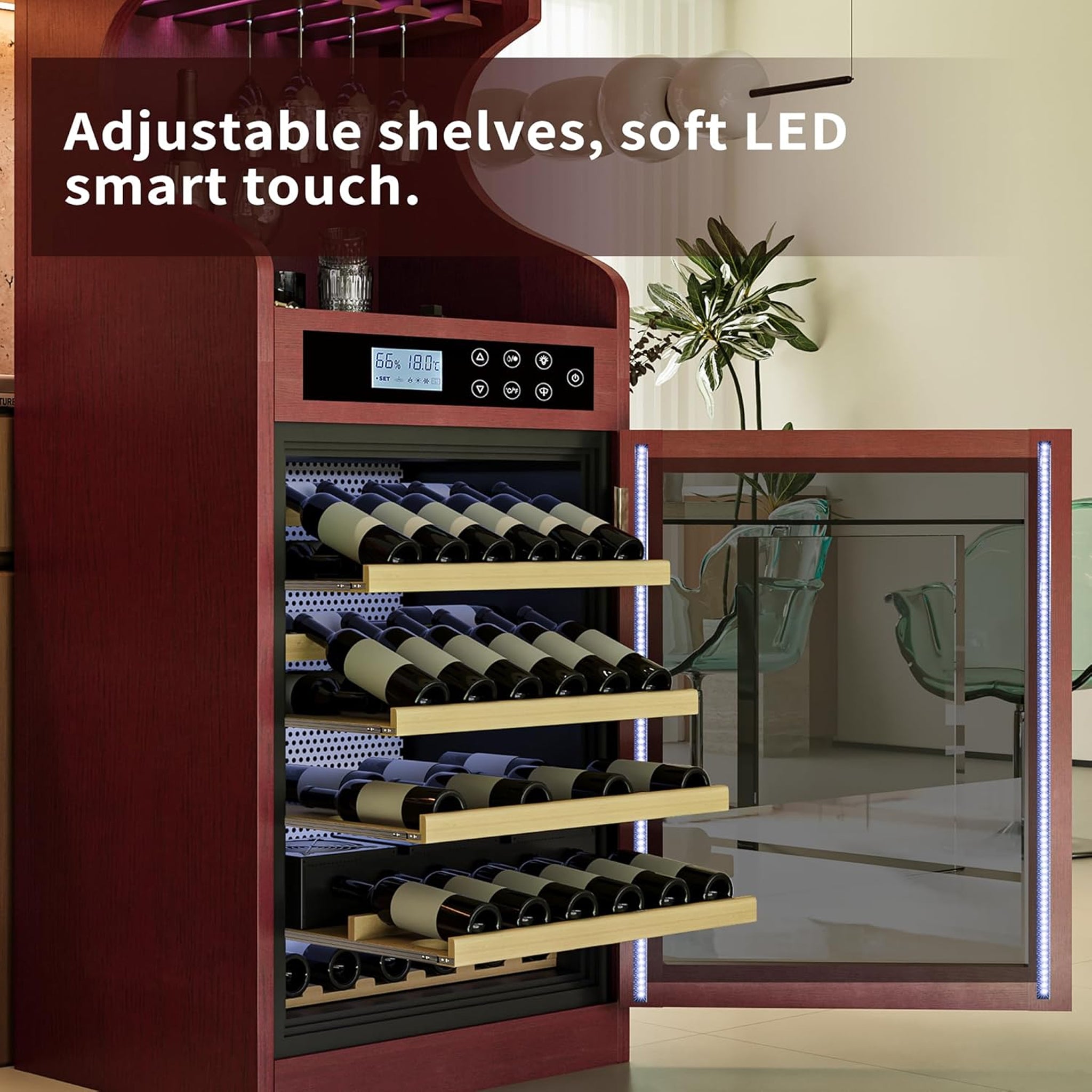 Nuvia Luxury 43-Bottle Freestanding Low Noise Wine Cooler Cabinet (SAK56084) – SAKSBY WHOLESALE, view 9