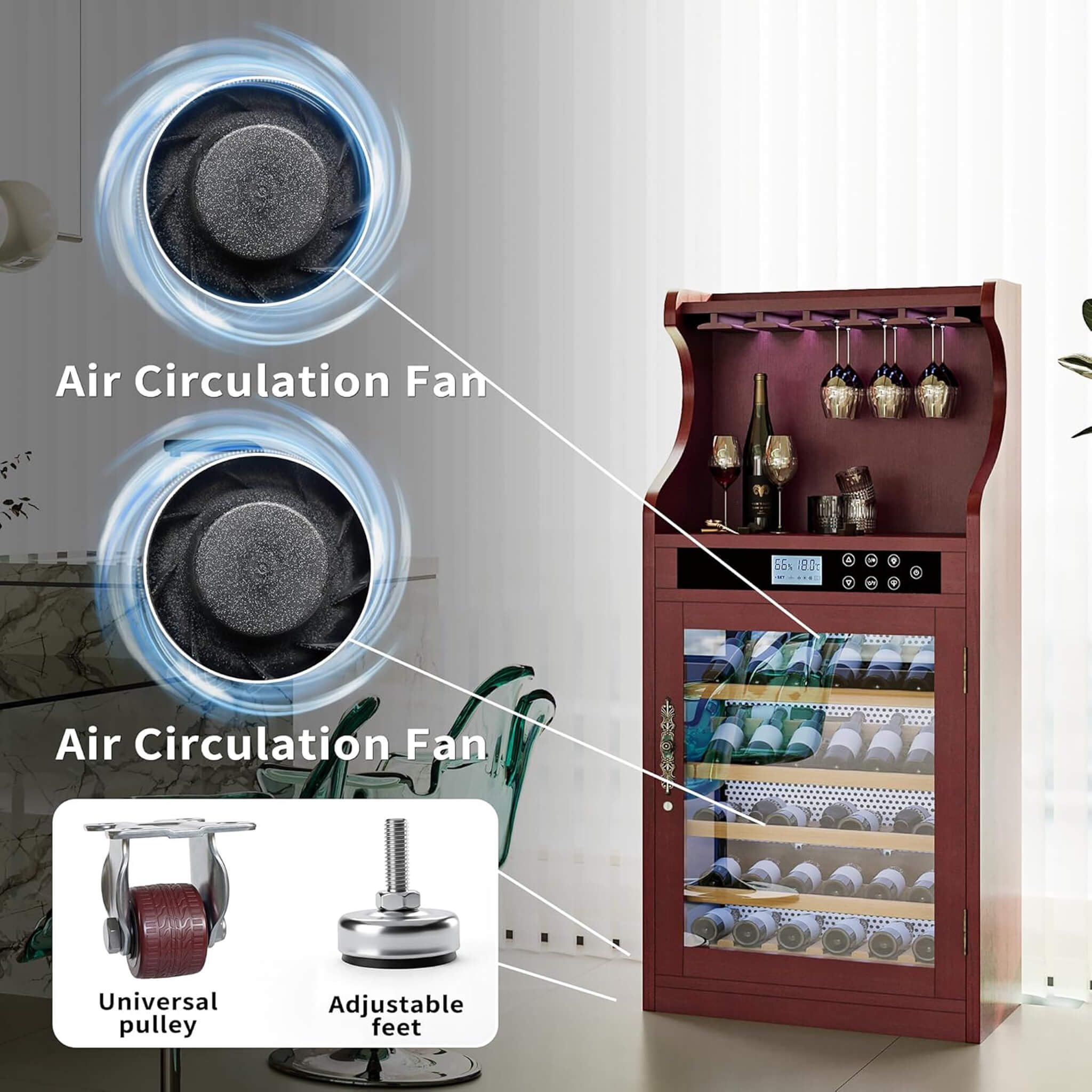 Nuvia Luxury 43-Bottle Freestanding Low Noise Wine Cooler Cabinet (SAK56084) – SAKSBY WHOLESALE, view 10