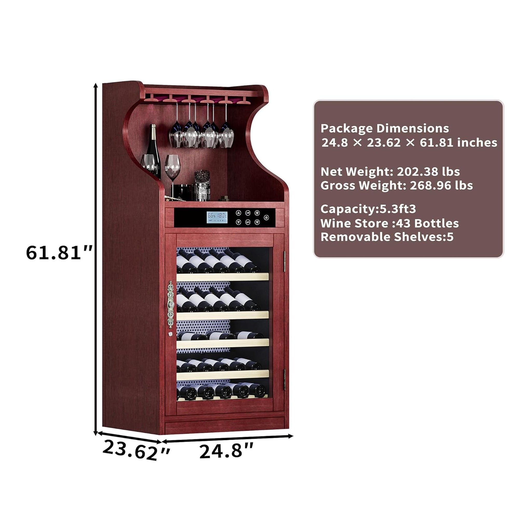 Nuvia Luxury 43-Bottle Freestanding Low Noise Wine Cooler Cabinet (SAK56084) – SAKSBY WHOLESALE, view 12